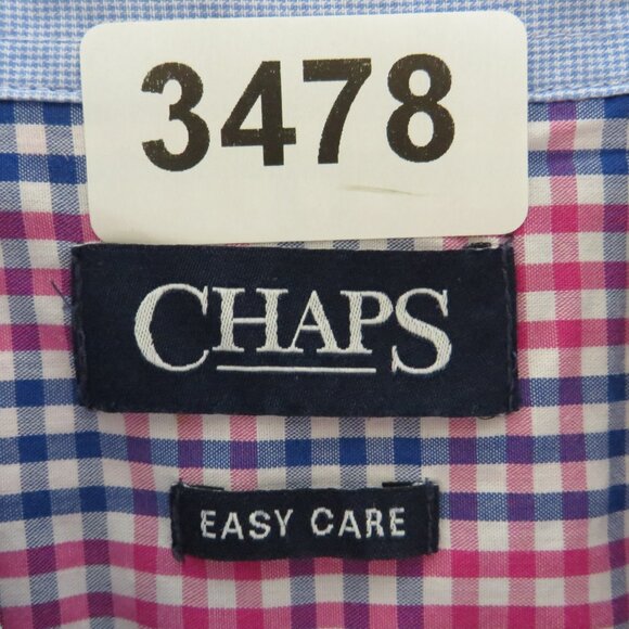 Chaps* Men's Short Sleeve Button Down Curved Hem Pocket Checkered Shirt~ Medium - Picture 3 of 13
